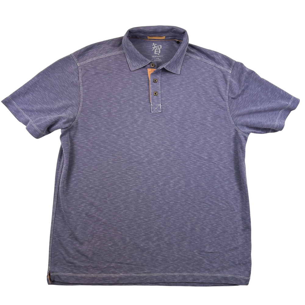 Age of Wisdom Polo Shirt Mens Large Lightweight Casual Golf Blue